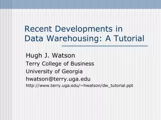 Recent Developments in Data Warehousing: A Tutorial