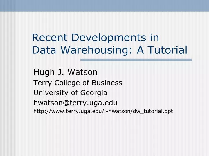 recent developments in data warehousing a tutorial
