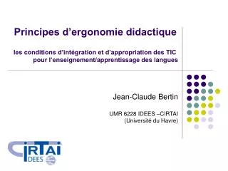 principes d ergonomie didactique