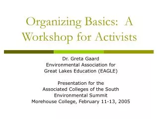 Organizing Basics: A Workshop for Activists