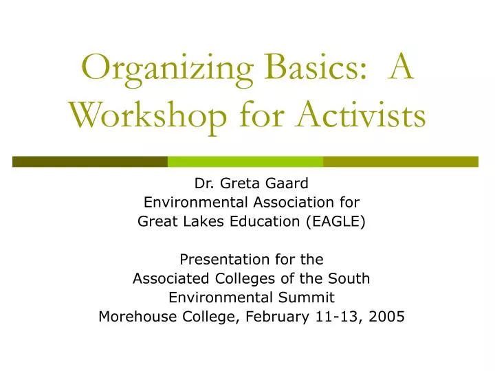 organizing basics a workshop for activists