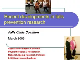Recent developments in falls prevention research