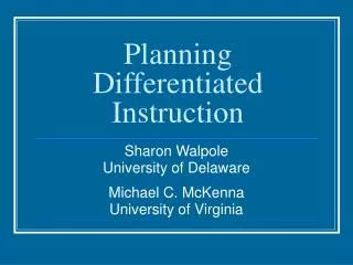 Planning Differentiated Instruction