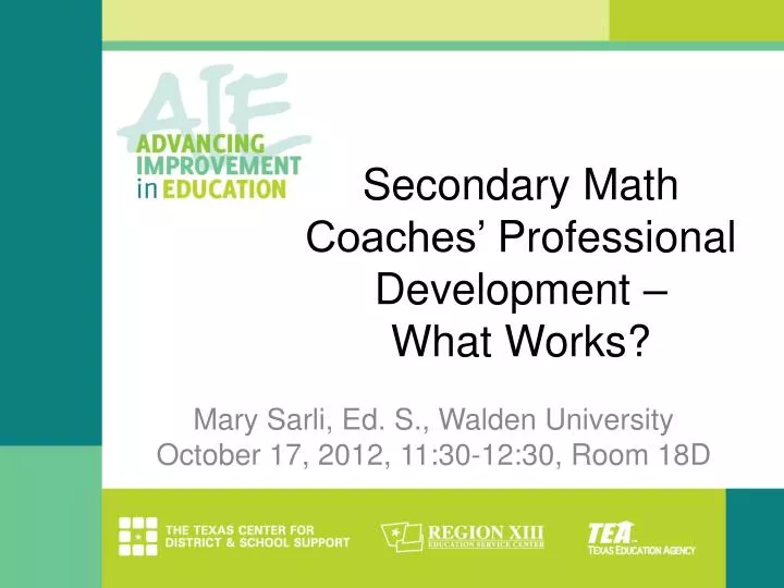 secondary math coaches professional development what works