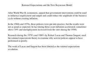 Rational Expectations and the New Keynesian Model