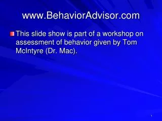 www.BehaviorAdvisor.com