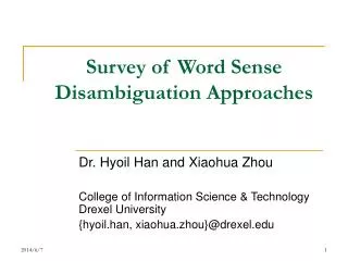 Survey of Word Sense Disambiguation Approaches