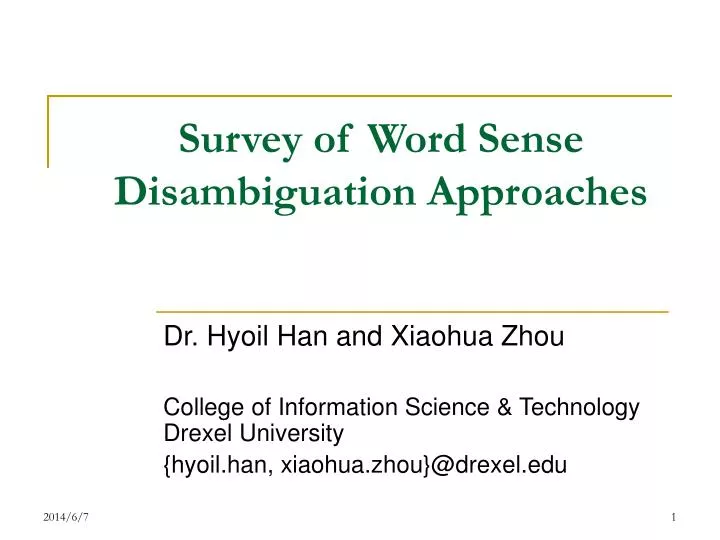 survey of word sense disambiguation approaches