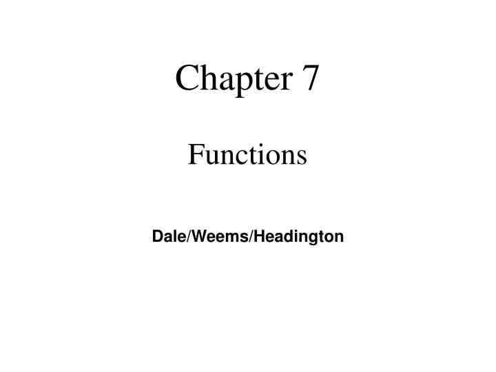 chapter 7 functions