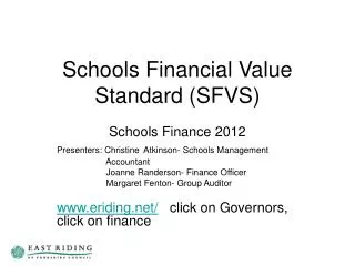 Schools Financial Value Standard (SFVS)