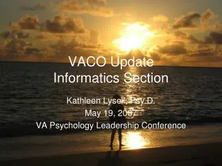 VACO Update Informatics Section