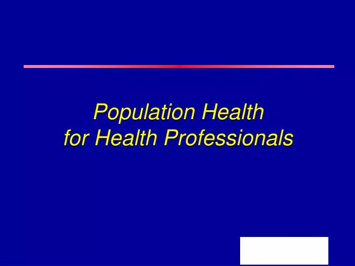 population health for health professionals