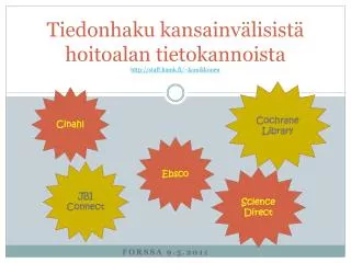 Tiedonhaku kansainvälisistä hoitoalan tietokannoista http://staff.hamk.fi/~kamikkonen