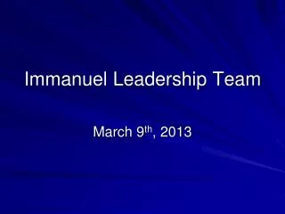 Immanuel Leadership Team