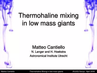 Thermohaline mixing in low mass giants