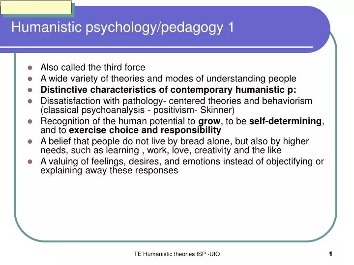humanistic psychology pedagogy 1