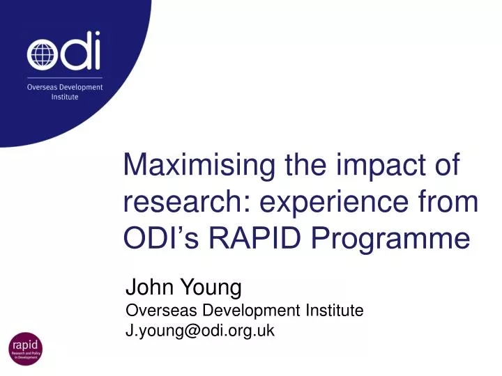 maximising the impact of research experience from odi s rapid programme
