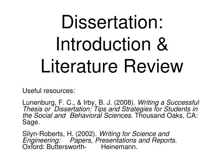 dissertation introduction literature review