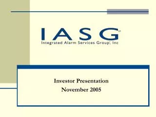Investor Presentation November 2005