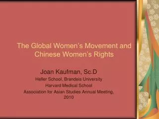 The Global Women’s Movement and Chinese Women’s Rights