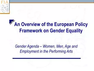An Overview of the European Policy Framework on Gender Equality