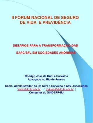 II FORUM NACIONAL DE SEGURO DE VIDA E PREVIDÊNCIA
