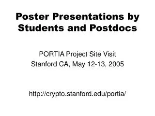 Poster Presentations by Students and Postdocs