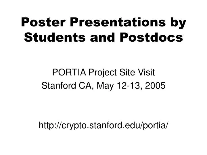 poster presentations by students and postdocs