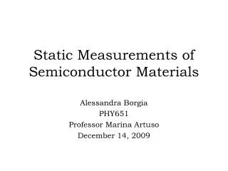 Static Measurements of Semiconductor Materials