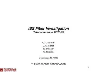 ISS Fiber Investigation Teleconference 12/23/99