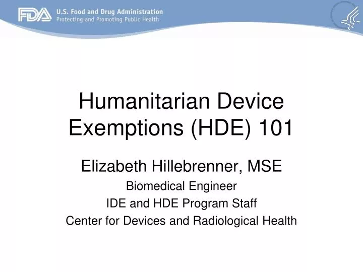 humanitarian device exemptions hde 101