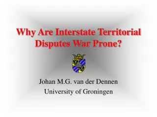 Why Are Interstate Territorial Disputes War Prone?