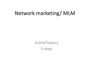 Network marketing/ MLM