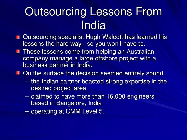 outsourcing lessons from india