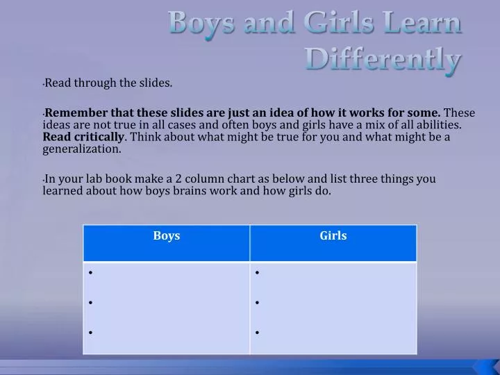 boys and girls learn differently