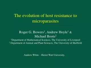 The evolution of host resistance to microparasites