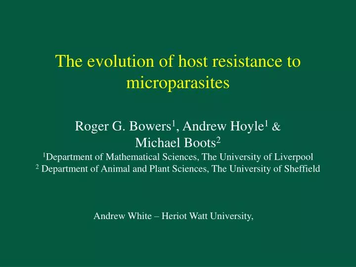 the evolution of host resistance to microparasites