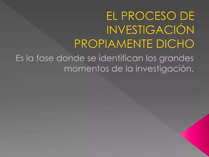 el proceso de investigaci n propiamente dicho