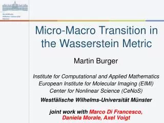 Micro-Macro Transition in the Wasserstein Metric
