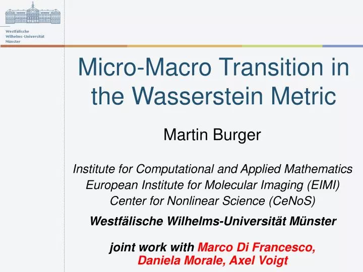 micro macro transition in the wasserstein metric