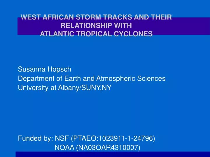 west african storm tracks and their relationship with atlantic tropical cyclones
