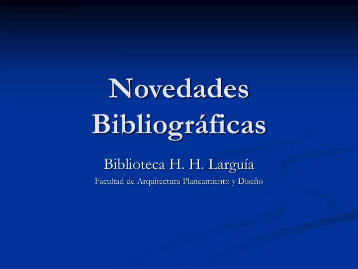 novedades bibliogr ficas