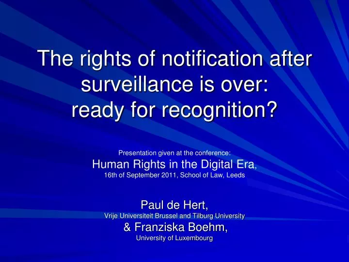 the rights of notification after surveillance is over ready for recognition