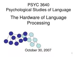 PSYC 3640 Psychological Studies of Language The Hardware of Language Processing