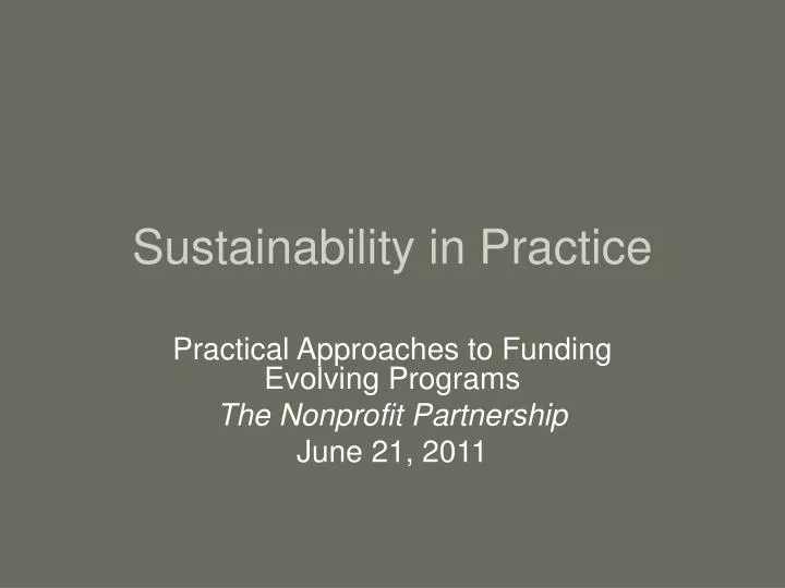 sustainability in practice