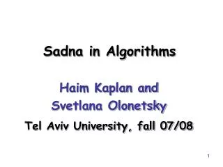 Sadna in Algorithms