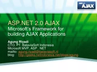 ASP.NET 2.0 AJAX Microsoft’s Framework for building AJAX Applications