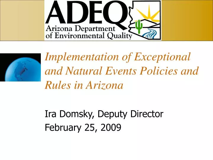 implementation of exceptional and natural events policies and rules in arizona