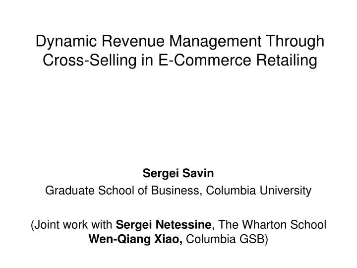 dynamic revenue management through cross selling in e commerce retailing