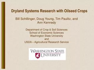Dryland Systems Research with Oilseed Crops